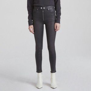 Rag and Bone Baxter Coated Black High Rise Skinny Jeans